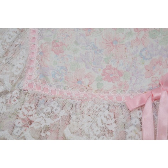 Vintage Bryan Girls 4T Pink Lace Floral Dress Back Button Ruffle Gown RARE - Picture 9 of 11